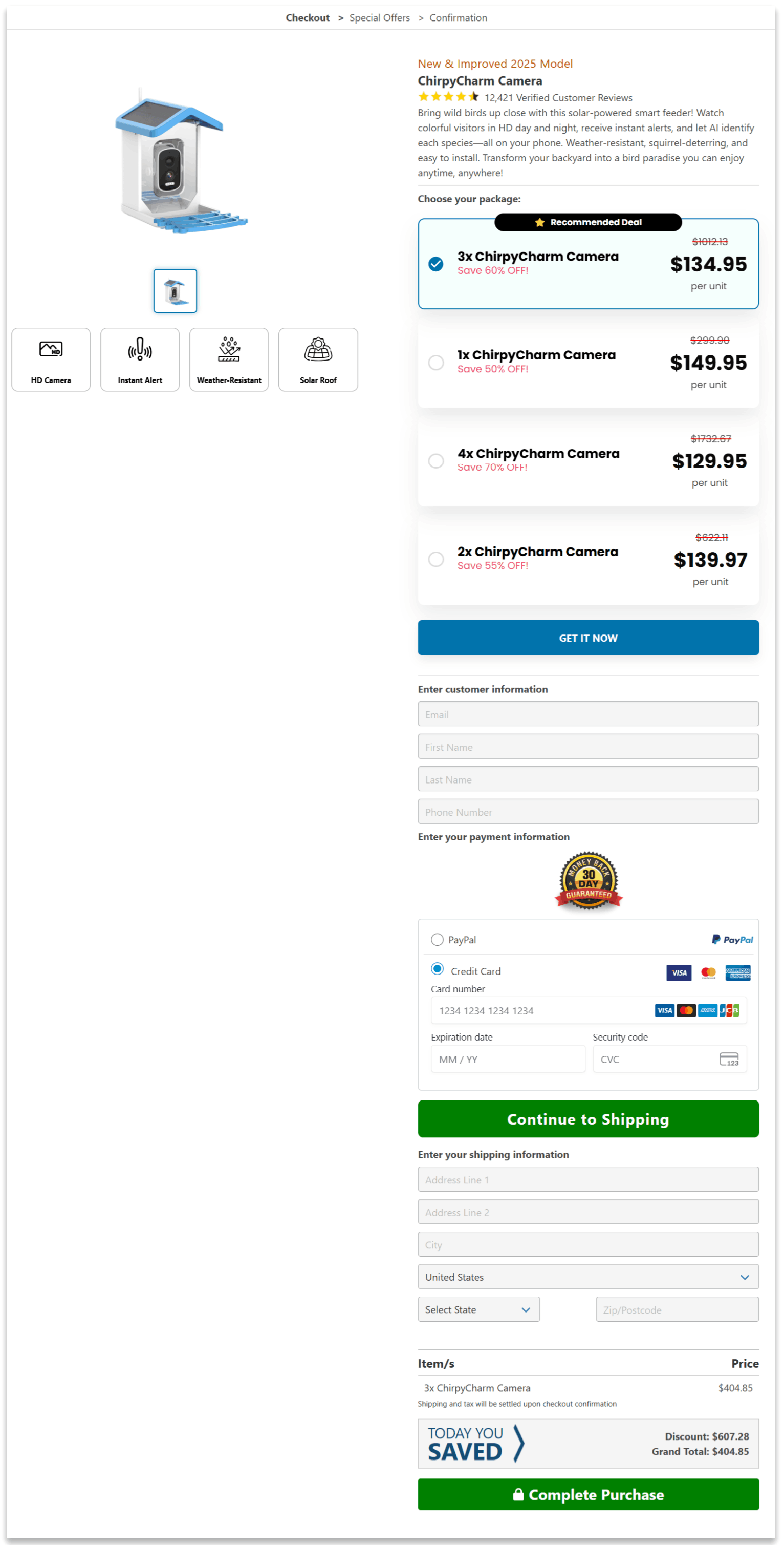 ChirpyCharm secure checkout page